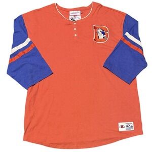 Denver Broncos Mitchell & Ness Orange Homestretch Henley 3/4 Sleeve Mens‎ 4XL